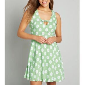 Modcloth Green Floral Retro Mini Dress Size‎ 14